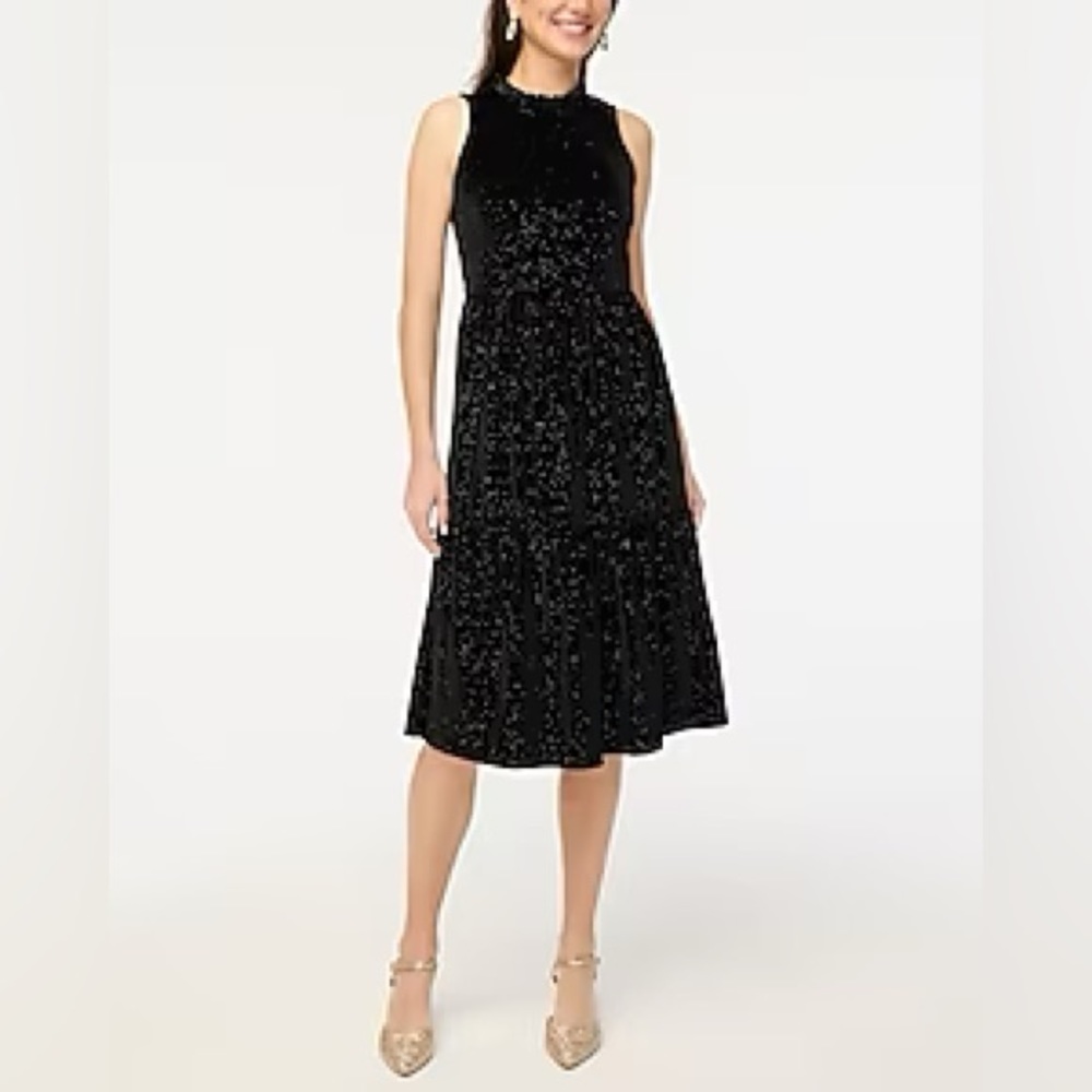 NWT JCrew Shimmer Velvet Sleeveless Midi Dress SZ 10